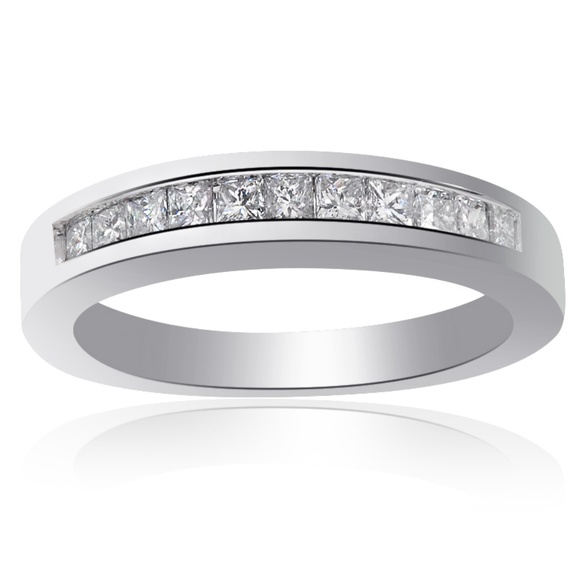 0.55 ctw Princess Cut Diamond Wedding Band 14K